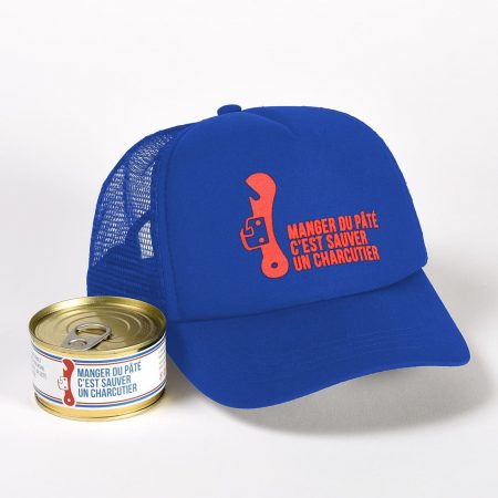 Casquette Bleu Roi+ 1 boîte de pâté